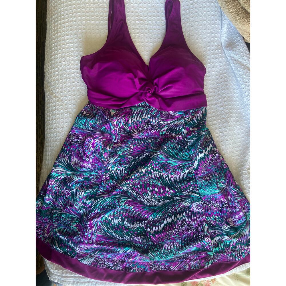 Modest Swimwear for Women and Slimming Peacock Skirted Swimdress